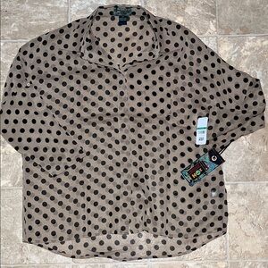 NWT 2Oh Threads Chic Polka Dot Button Down Shirt